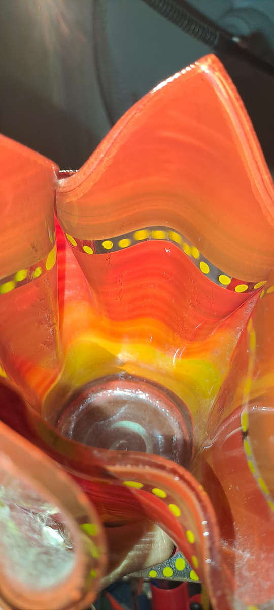 Original John Ross Knysna kiln fired and hand painted handkerchief glass vase