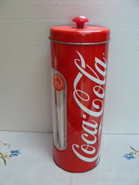 COCA COLA TIN STRAW HOLDER