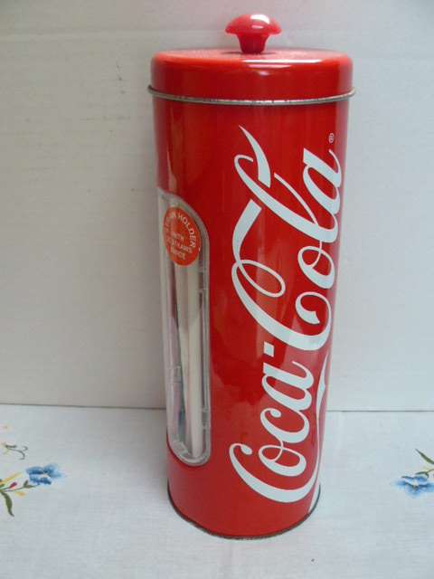 COCA COLA TIN STRAW HOLDER