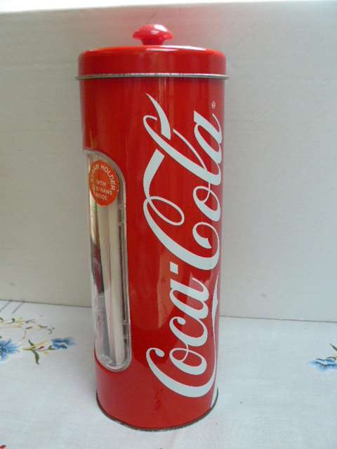 COCA COLA TIN STRAW HOLDER