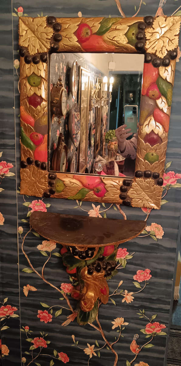 Carved Multi Colour Wooden Mirror