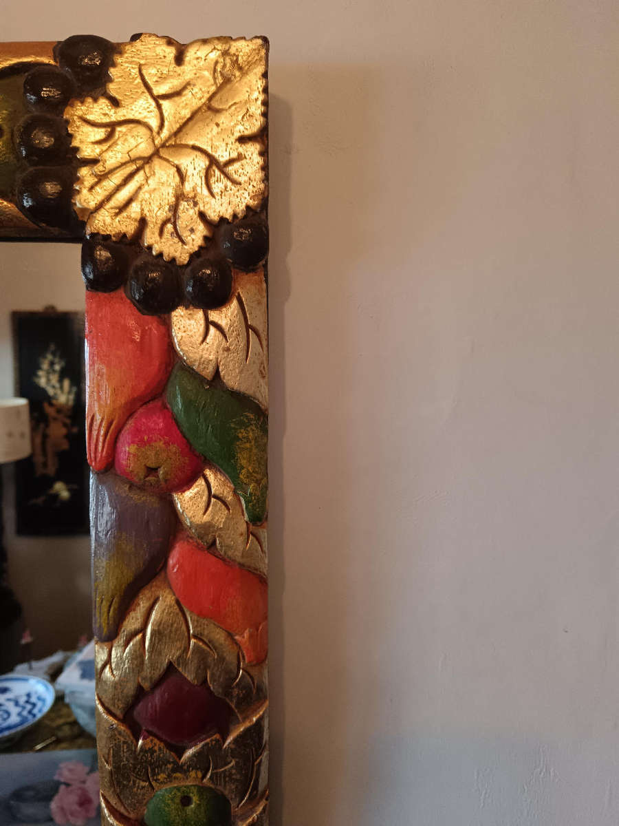 Carved Multi Colour Wooden Mirror