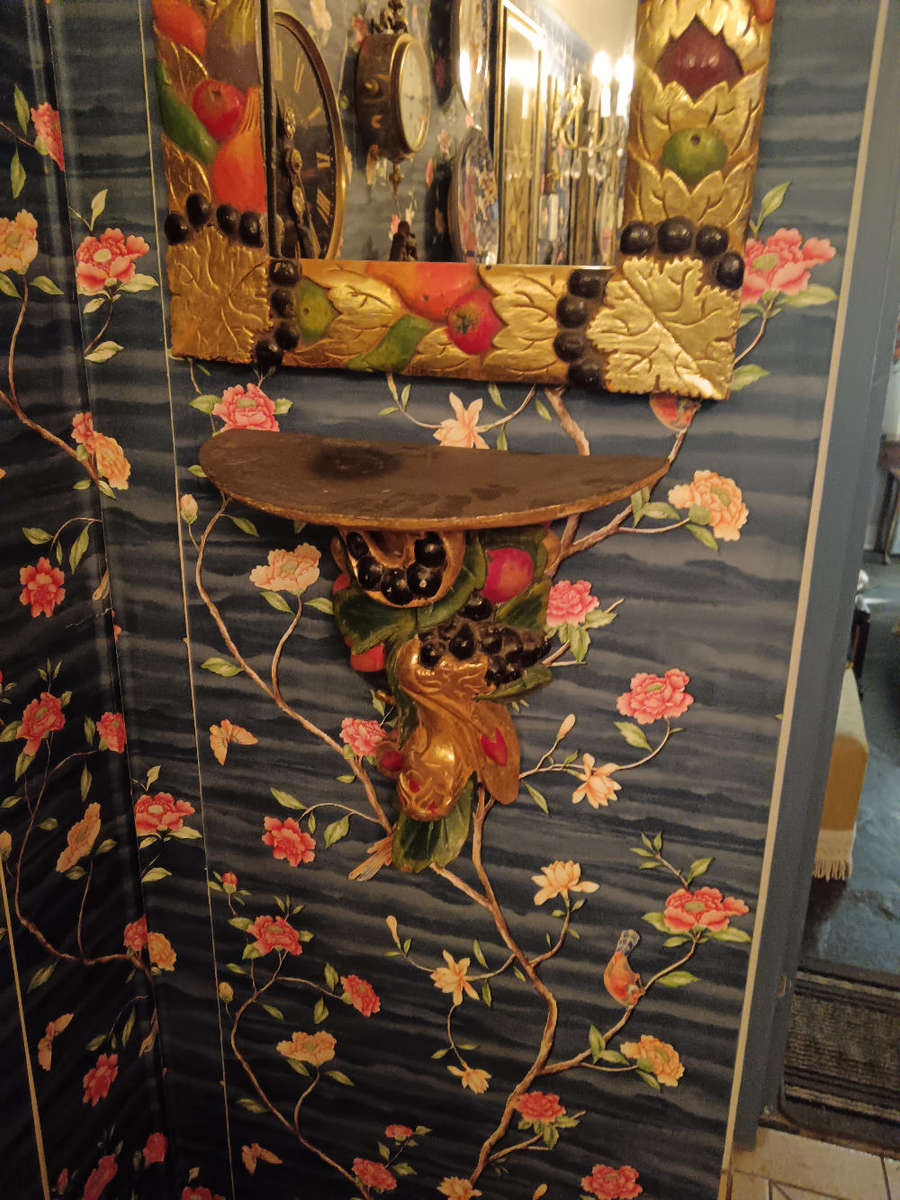 Carved Multi Colour Wooden Mirror