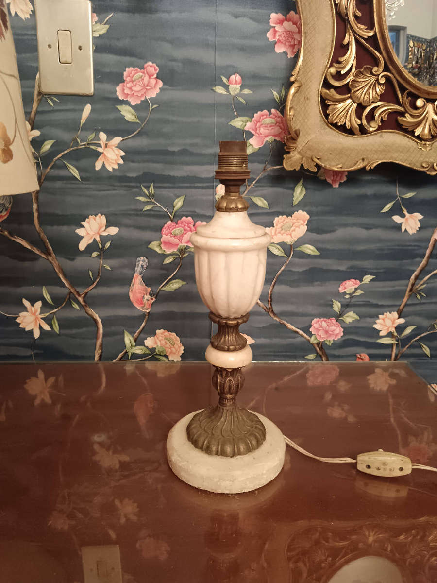 Pair of Marble & Brass Table Lamps