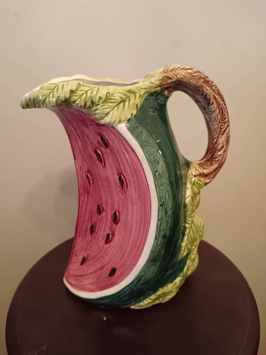 Majolica Watermelon Pitcher Made in Italy Hand Painted by Bassano