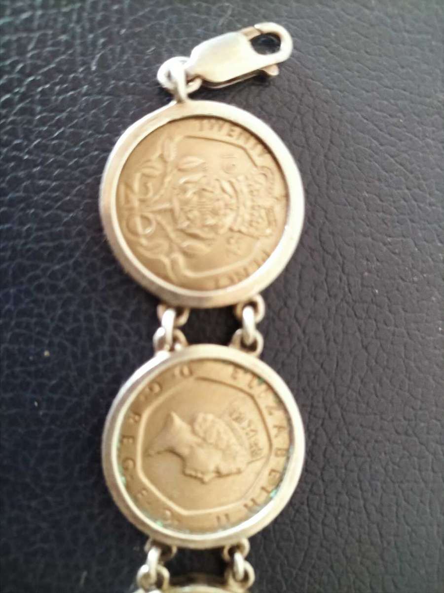 Vintage Silver 925 Queen Elizabeth 11 Coin Bracelet