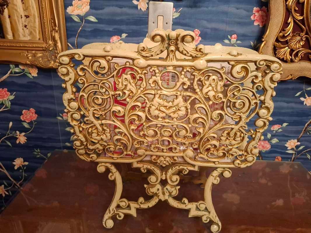 French Metal Filagree  Magazine Rack