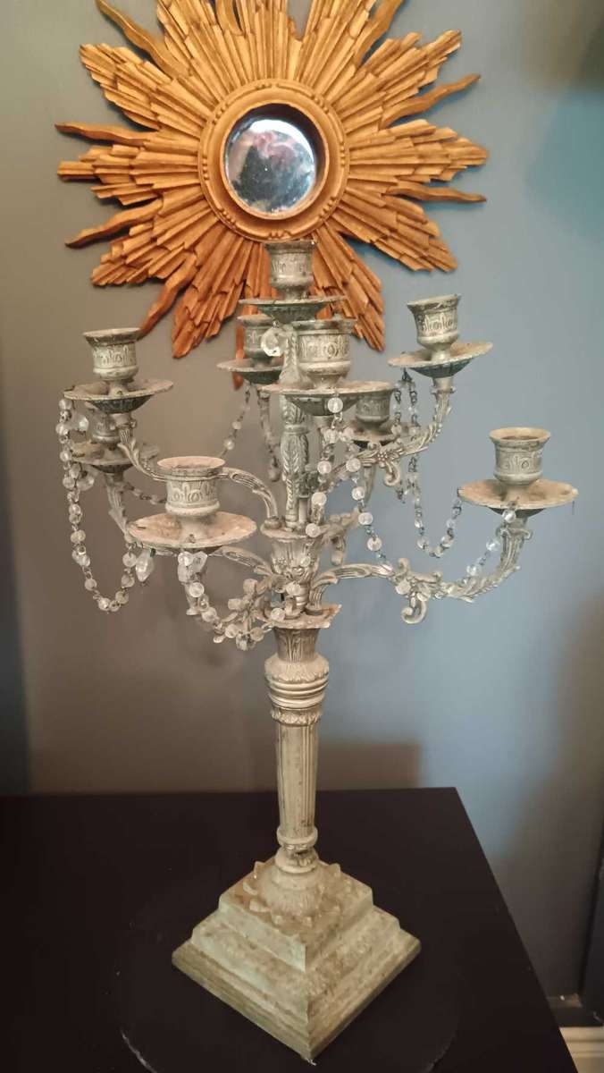 French Cast Metal  9 Arm Candelabra