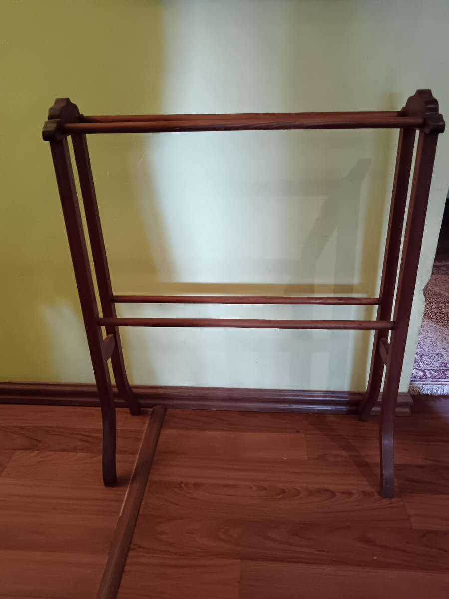 Vintage Oak Towel Rail Stand