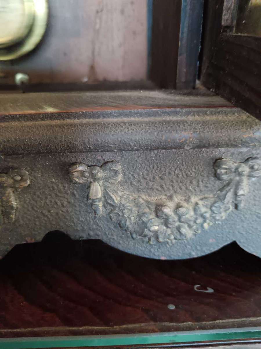 Antique Wooden Bracket Clock with Porcelain Face