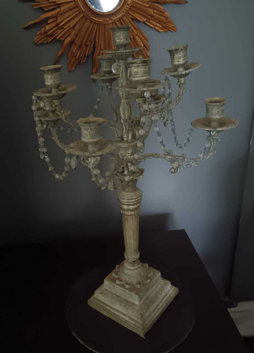 French Cast Metal  9 Arm Candelabra