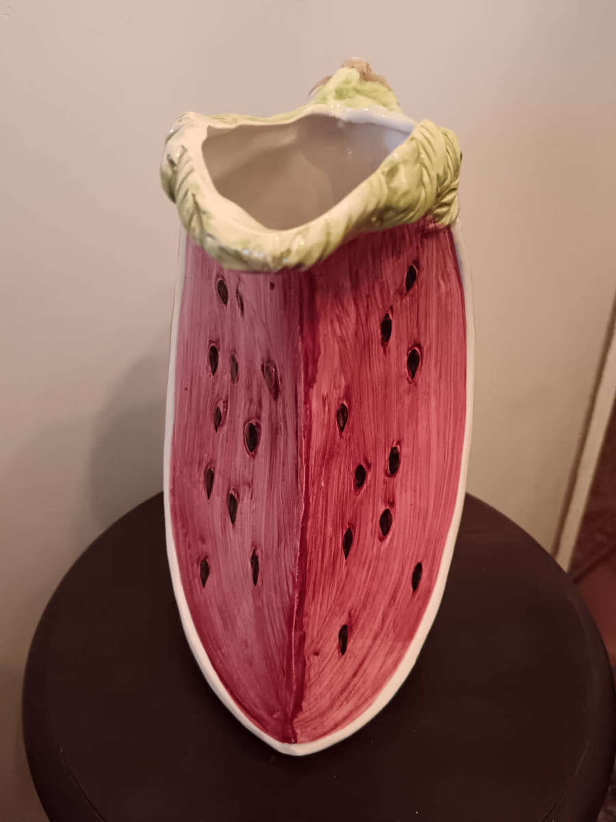 Majolica Watermelon Pitcher Made in Italy Hand Painted by Bassano