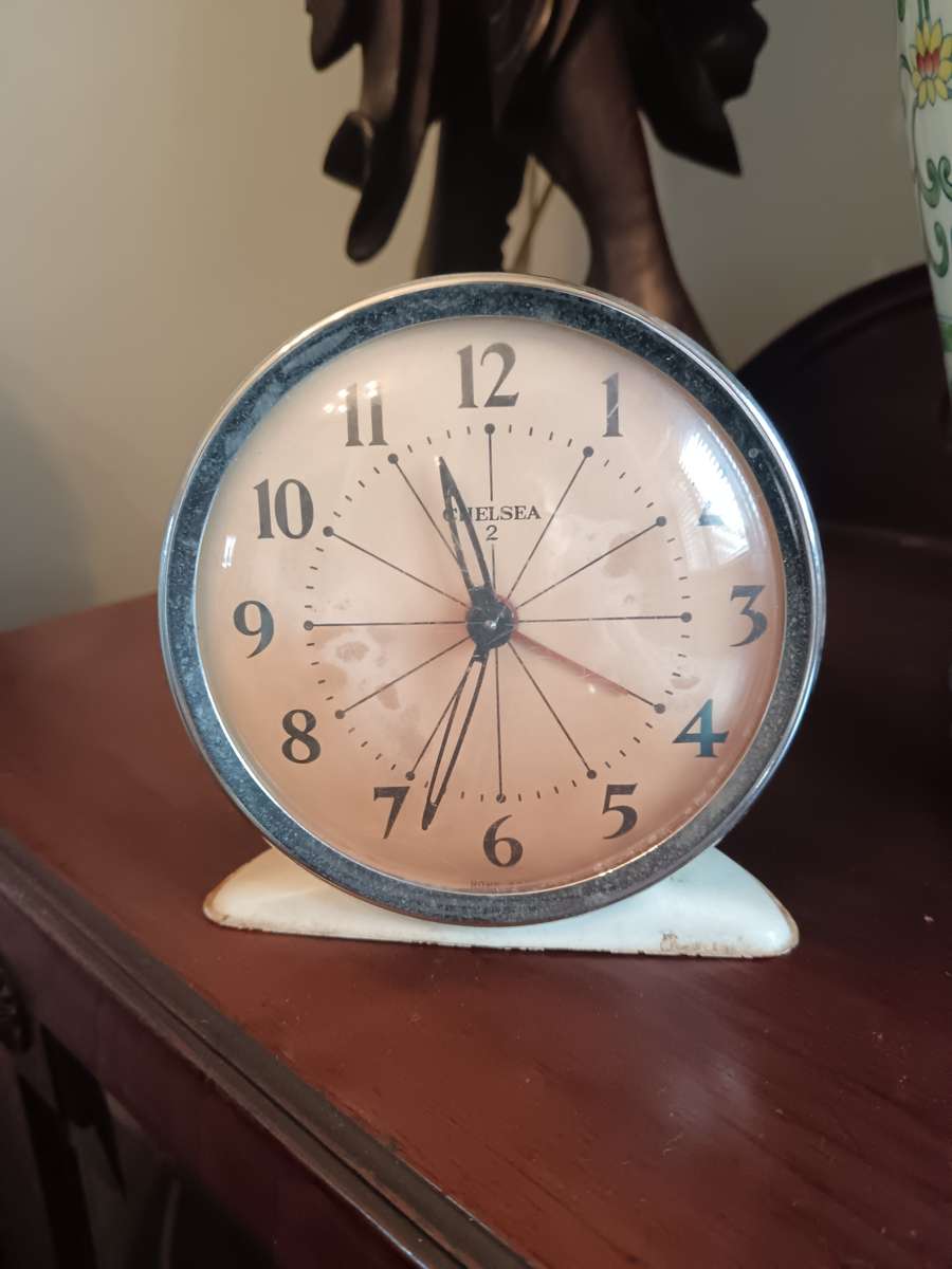 Chelsea 2 Vintage Retro  Enamel Alarm Clock c1960's