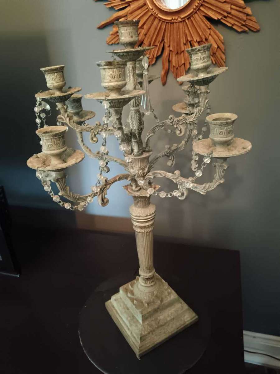 French Cast Metal  9 Arm Candelabra
