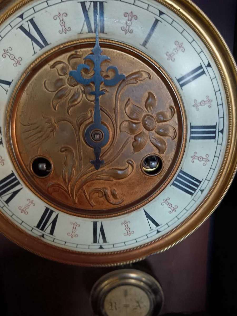 Antique Wooden Bracket Clock with Porcelain Face