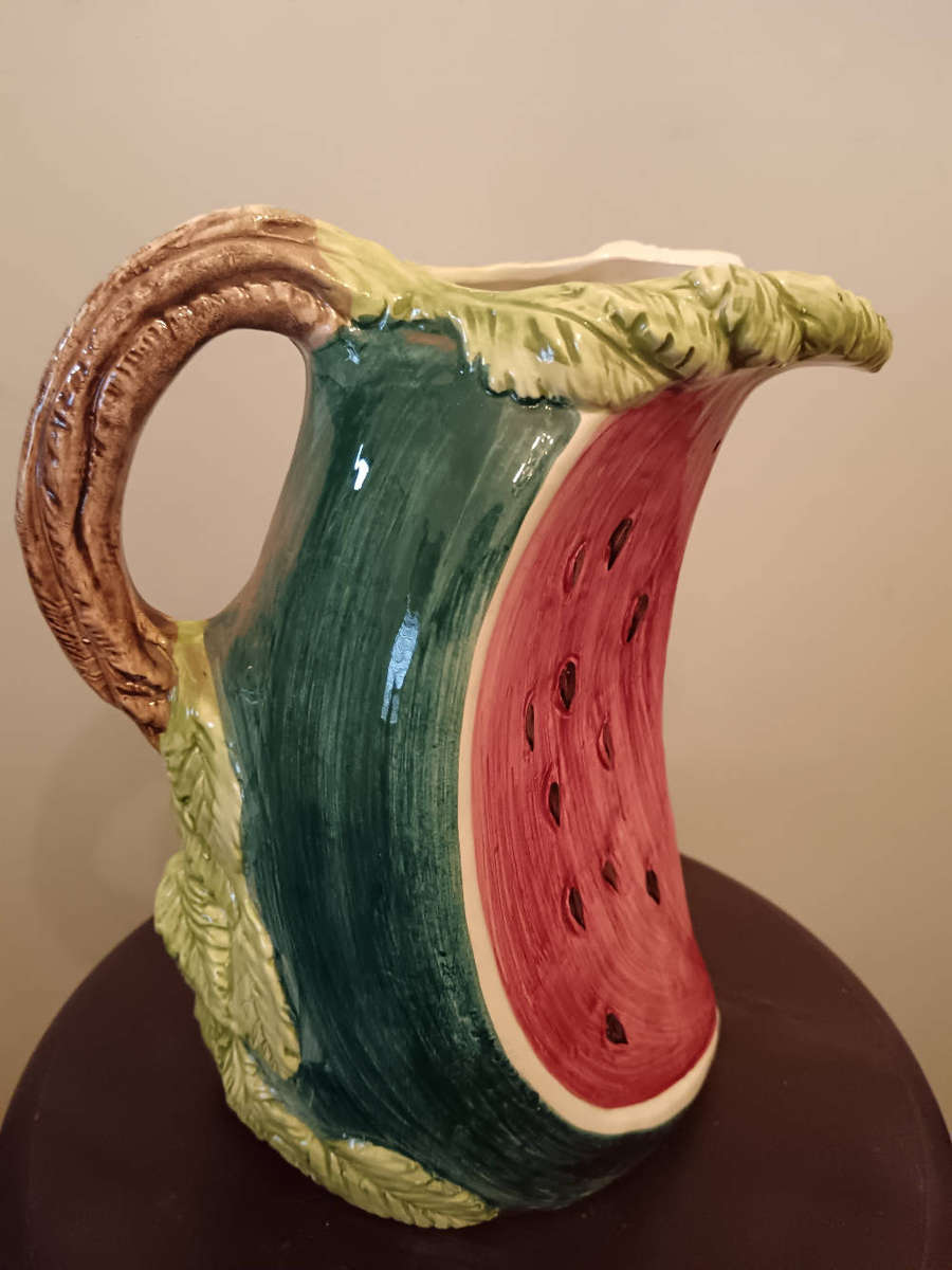 Majolica Watermelon Pitcher Made in Italy Hand Painted by Bassano