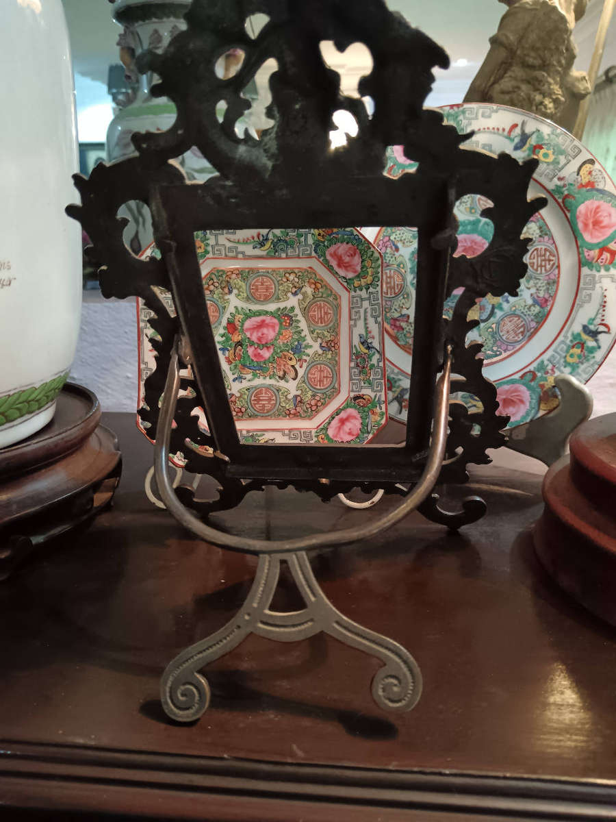 French Rococo Style Bronze Metal Desktop Picture Frame with stand