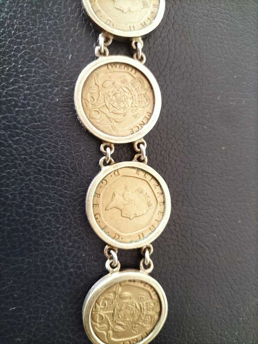 Vintage Silver 925 Queen Elizabeth 11 Coin Bracelet