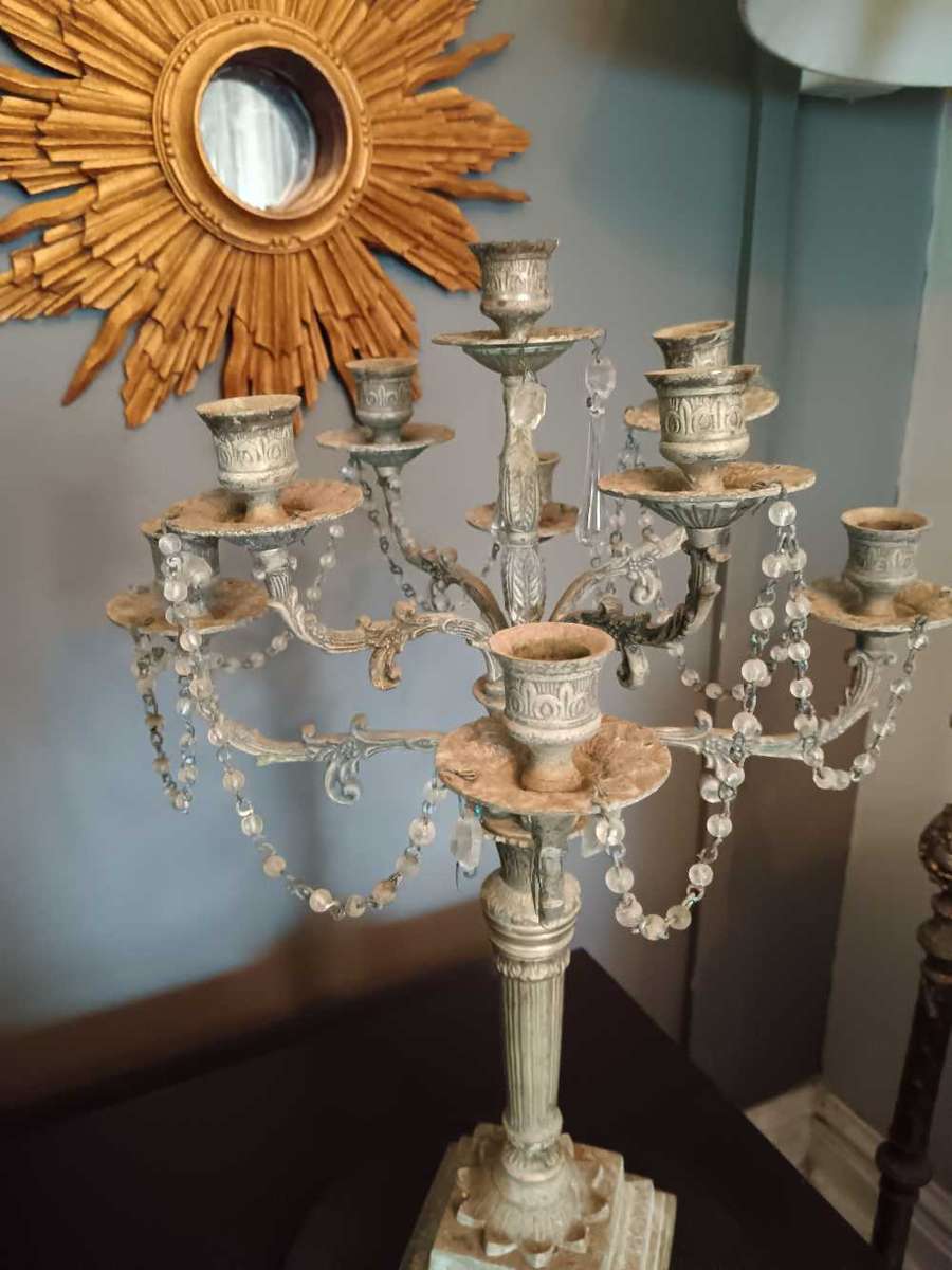 French Cast Metal  9 Arm Candelabra