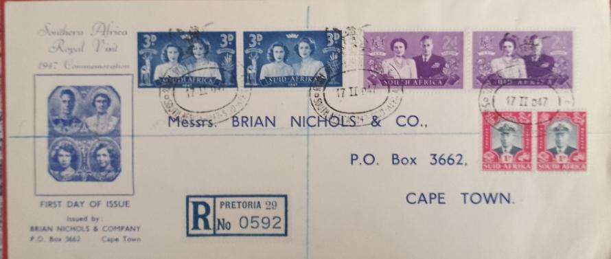 UNION FDC ROYAL VISIT SOUTH AFRICA 1947