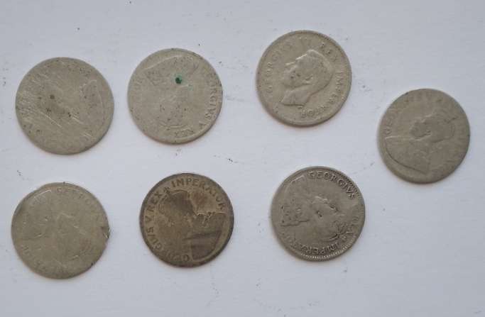 UNION SILVER 80%TICKIES X7  1929/1933X3/1935/36/1943-SEE FOR CONDITION SCANS-SCARCE TICKEY DATES