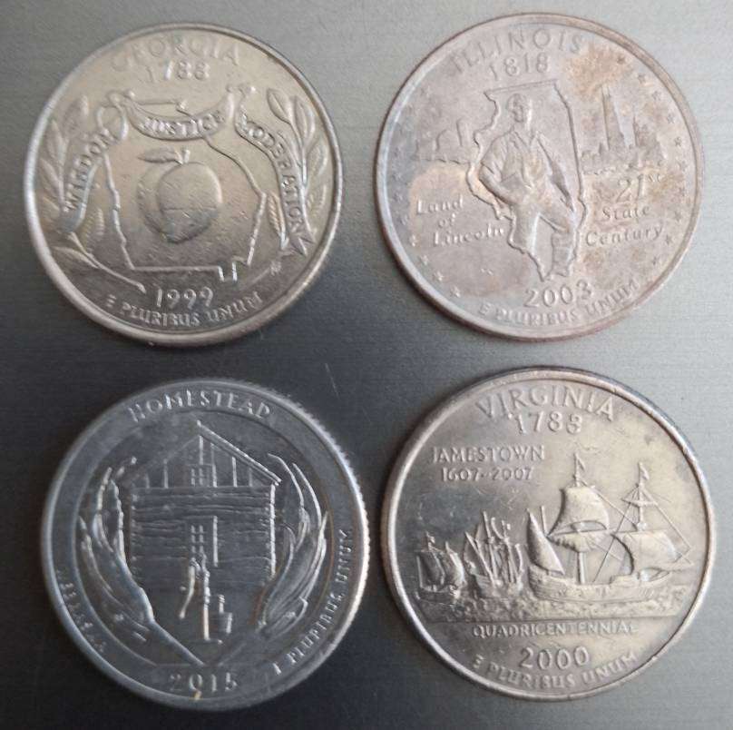 USA QUARTER DOLLARS X4 -GEORGIA,ILLINOIS.NEBRASKA,VIRGINA STATES