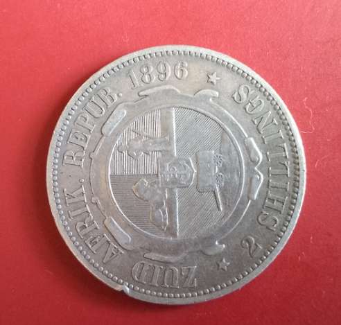 ZAR P. KRUGER  2 SHILLING 1896  (STERLING SILVER .925 SILVER)