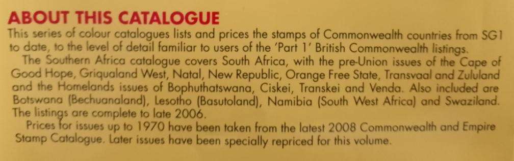 STANLEY GIBBONS CATALOGUE 2008 SOUTHERN AFRICA -NOT SEEN OFTEN