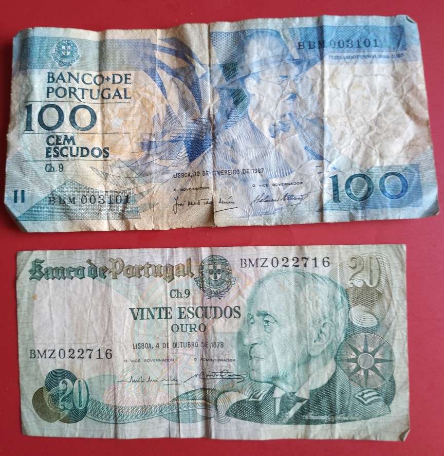 PORTUGUESE ESCUDO BANK NOTES 20&100- SEE SCANS