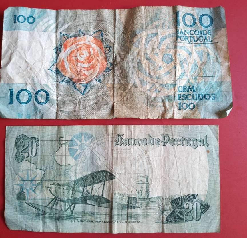 PORTUGUESE ESCUDO BANK NOTES 20&100- SEE SCANS