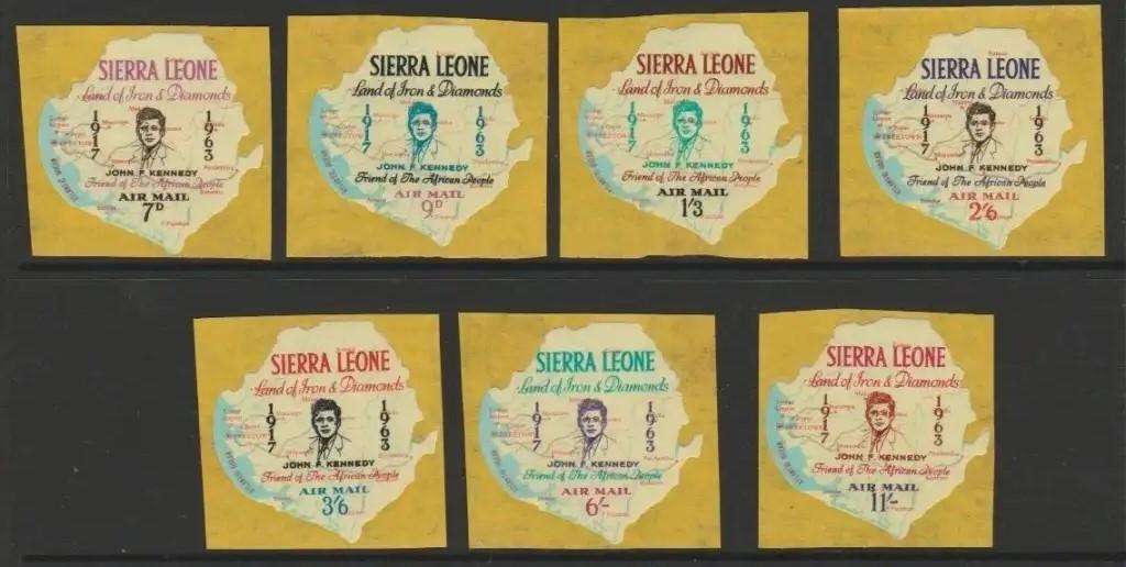 Sierra Leone MNH 1964 Kennedy memorial issue self adhesive set-7 stamps