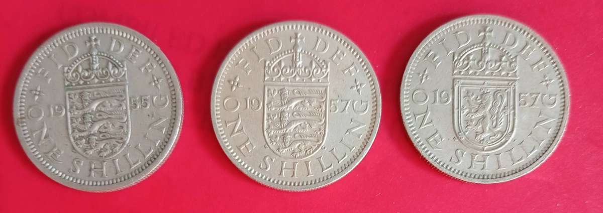 GB 1 SHILLING 1955/57 X2