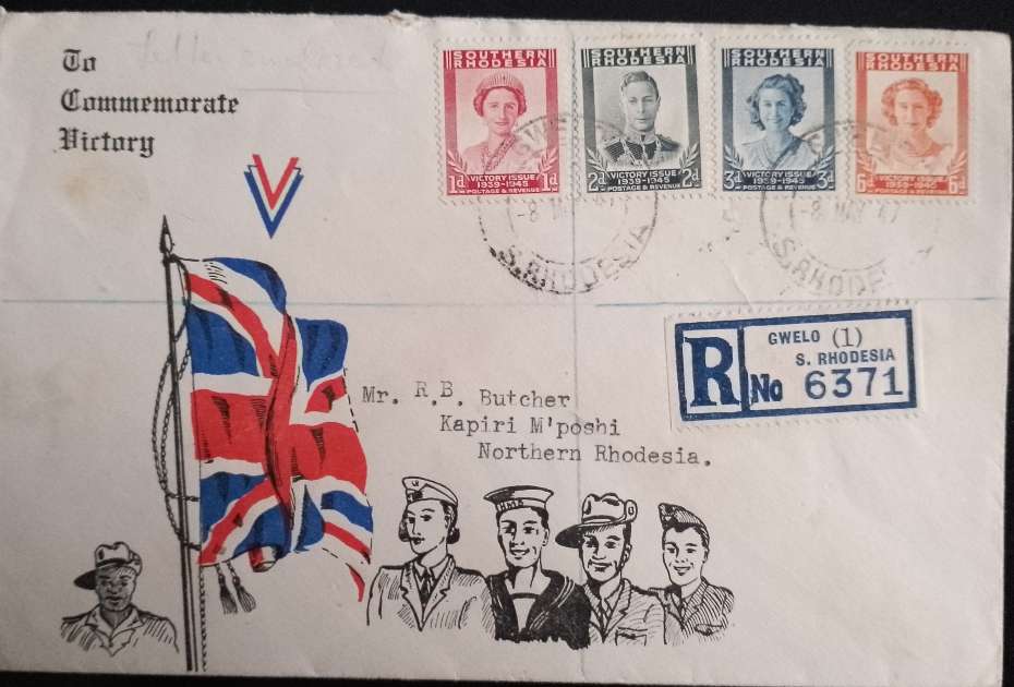 SOUTHERN RHODESIA 1947 VICTORY COMMEMORATIVE FDC