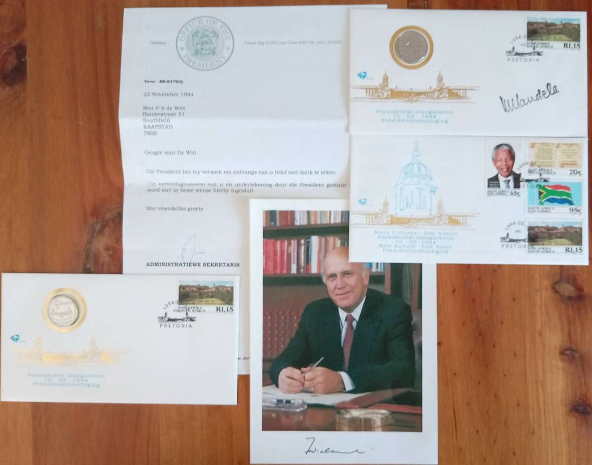 RSA MANDELA COLLECTION COIN/AUTO PEN SIGNED/NORMAL FDC/LETTER  1994-SEE BELOW DETAILS