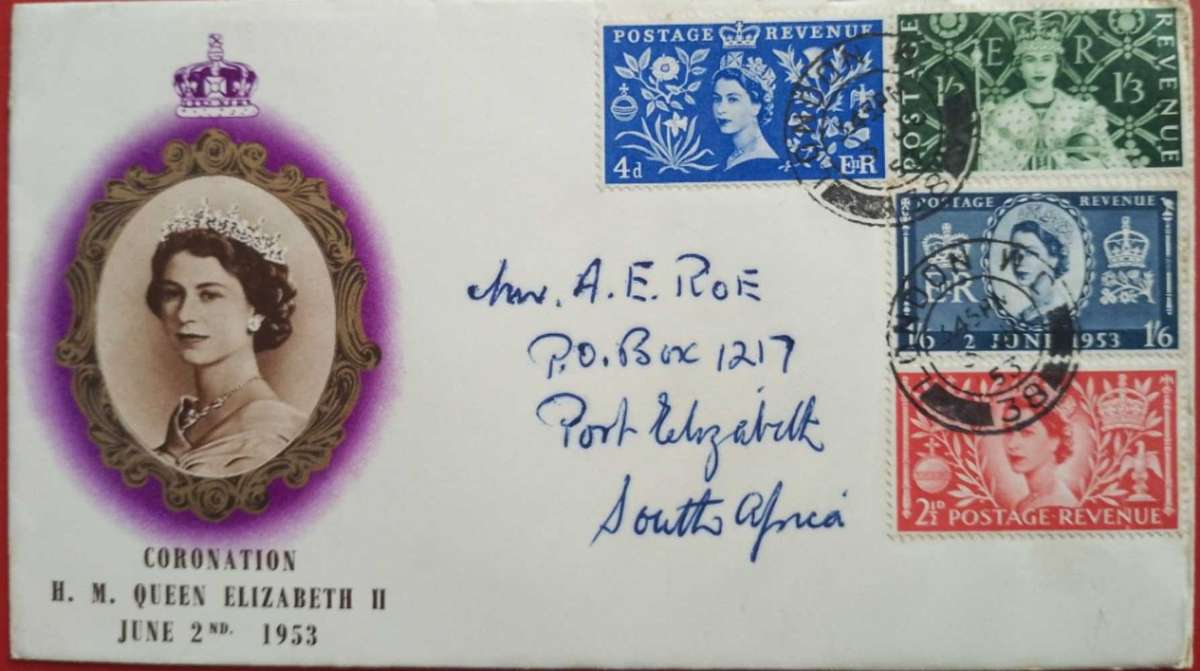 GB CORONATION 1953 FDC SENT TO SOUTH AFRICA