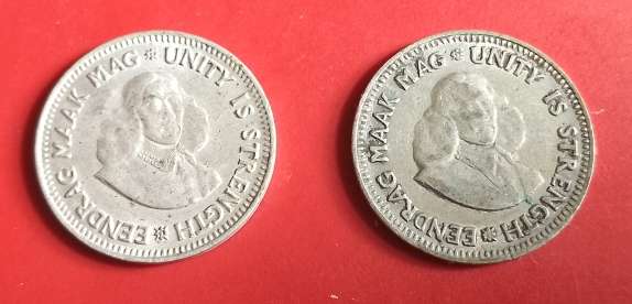 Silver 1961 Republic of South Africa 2 1/2 cent (tickey) coin x2