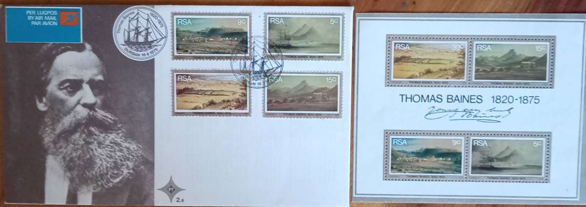 RSA FDC #2.6 THOMAS BAINES 1975+MINI SHEET