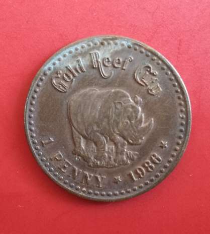 gold reef city 1 penny oom paul kruger souvenir 1988