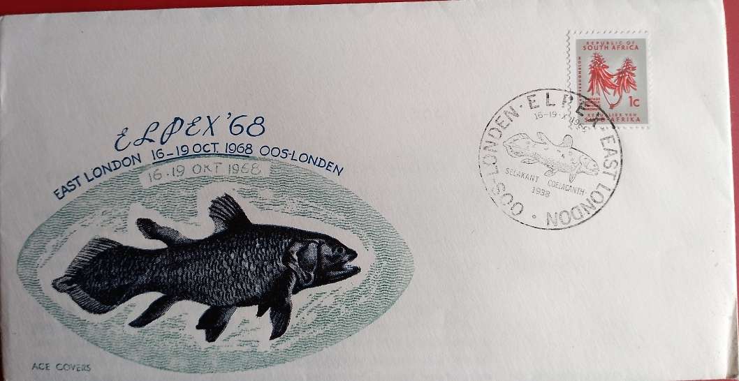 ACE COVER ELPEX 1968 COELACANTH FISH ON COVER WITH PAMPHLET OF HISTORY OF FISH INSIDE