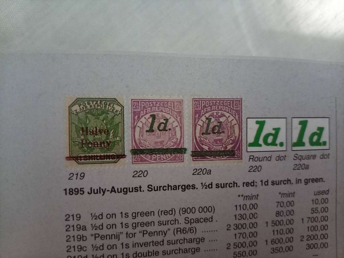 ZAR 1/2d ON 1 SHILLING IN RED OVERPRINT X13 SEE SCANS