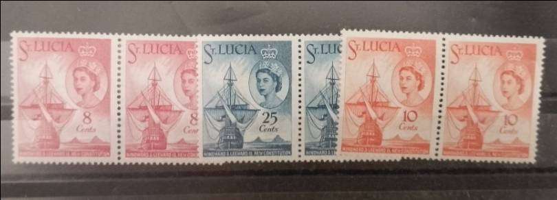 ST LUCIA PART SET X 3 PAIRS MNH
