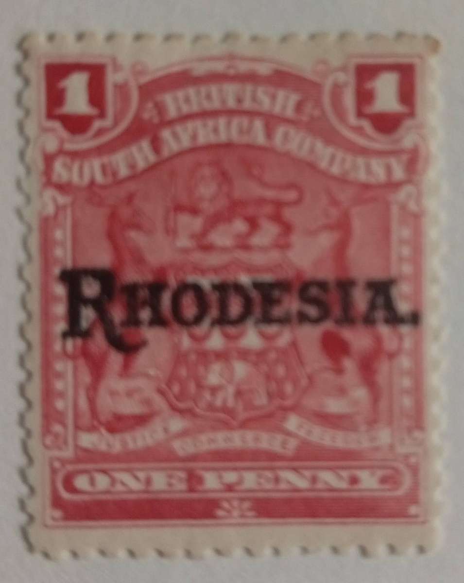 RHODESIA  1909 WATERLOW PRINTING 1D CARMINE RED MH