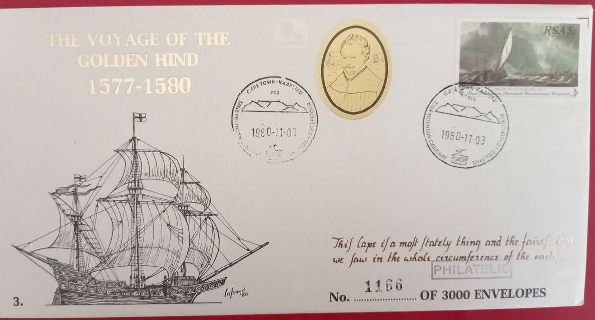 MARITIME SERIES SHIPPING COMMORATIVE COVER - VOYAGE OF THE GOLDEN HIND  # 3