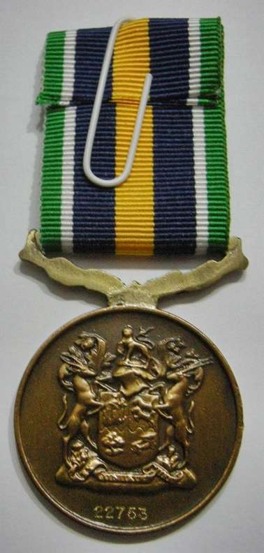 Full Size De Wet Medal Numbered at Back Uniface Suspender