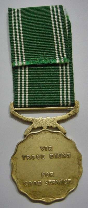 Full Size SADF Good Service Medal 30 Years Nr 236 on Rim (Specific Medal in Matthysen) w/ Bar