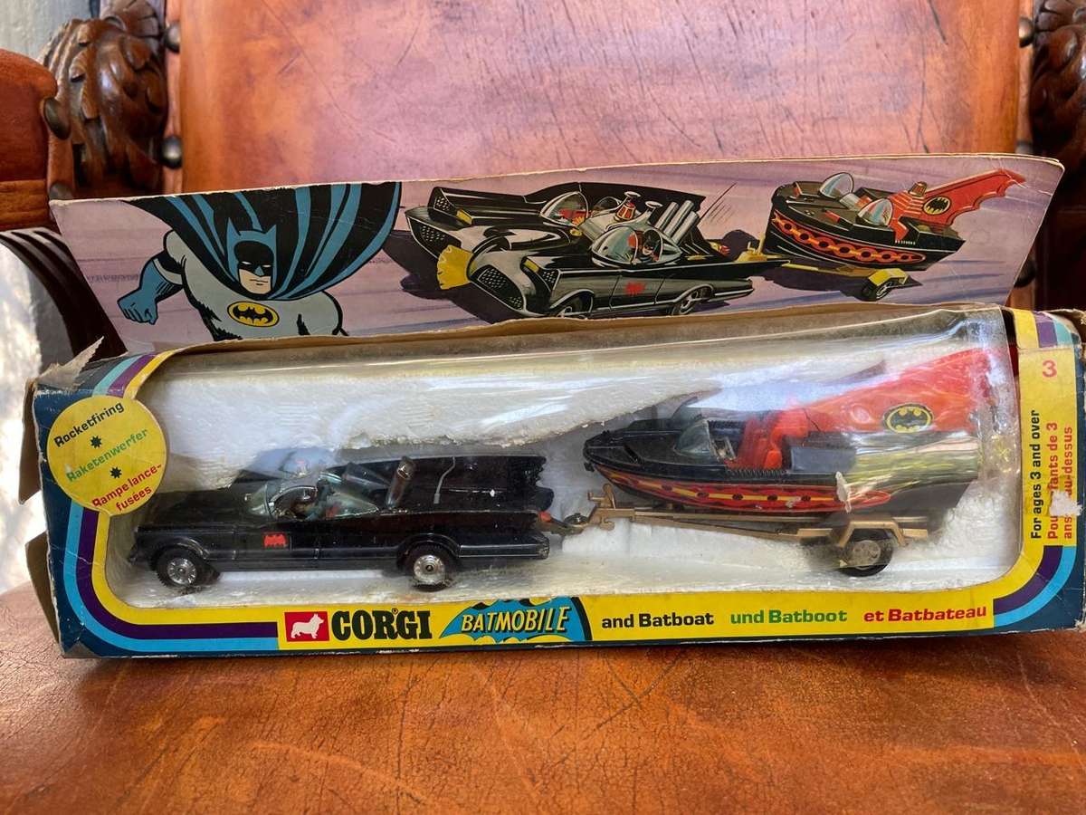 Rare Corgi Batmobile and Batboat in original box