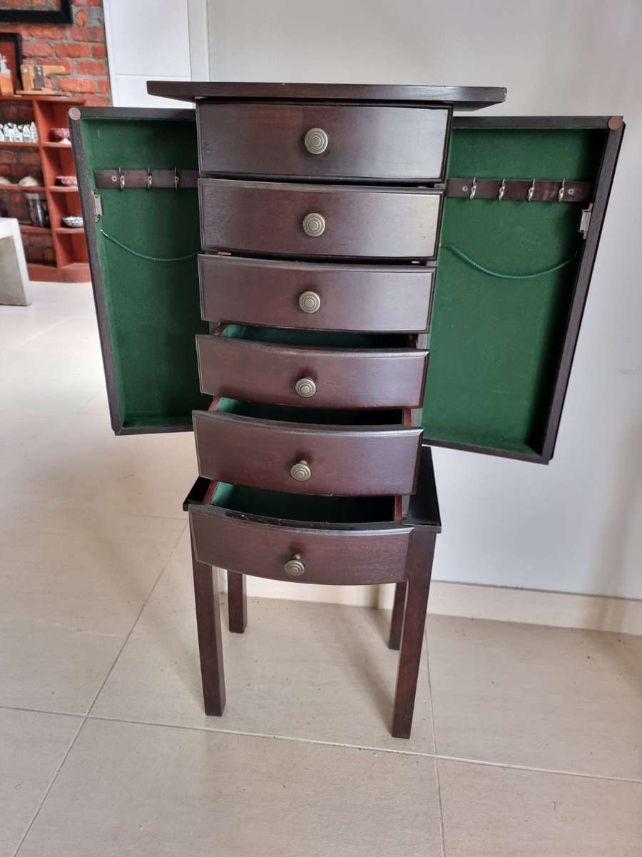 Beautiful Mahogany Drawer Jewelry Stand/ Cabinet ( 97 x 37 x 30 cm )