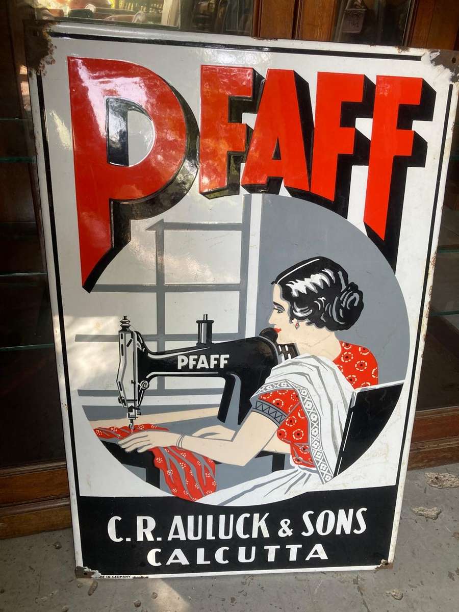 Original Vintage Pfaff Enamel Sign ( 73 x 43 cm )
