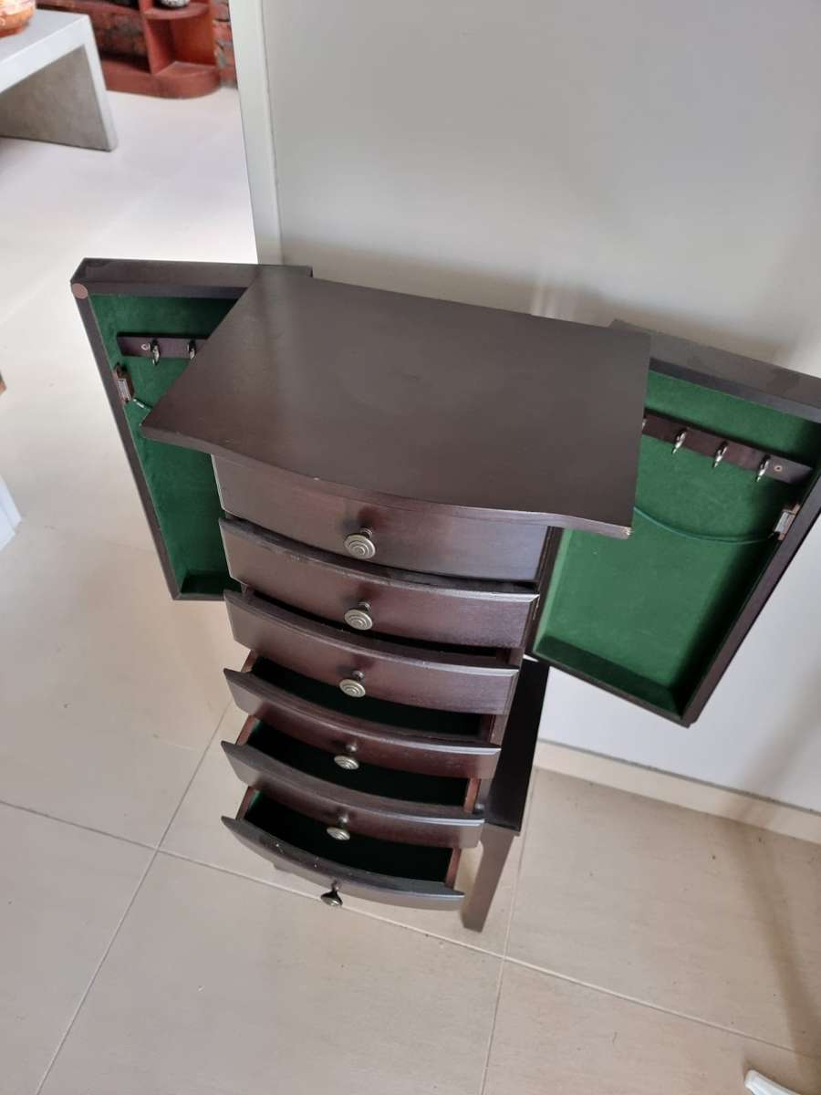 Beautiful Mahogany Drawer Jewelry Stand/ Cabinet ( 97 x 37 x 30 cm )