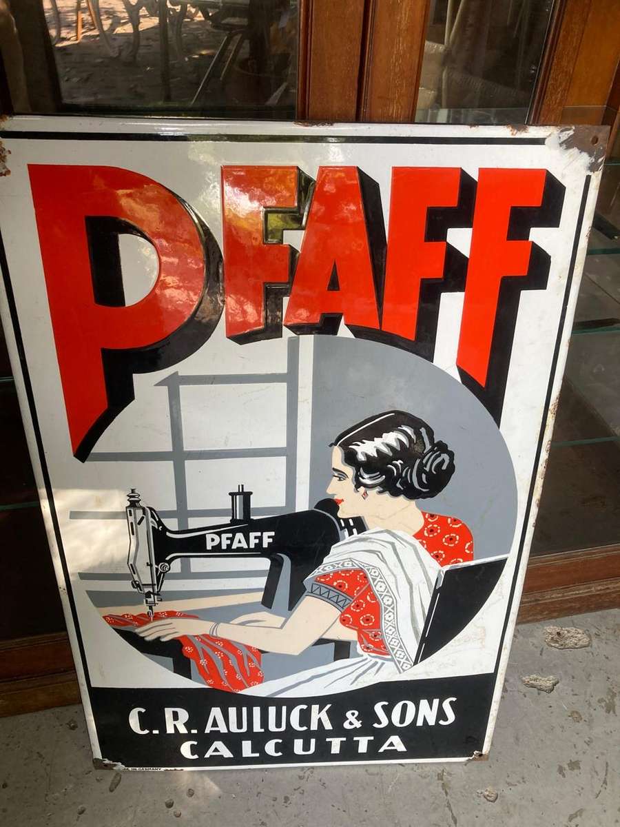 Original Vintage Pfaff Enamel Sign ( 73 x 43 cm )